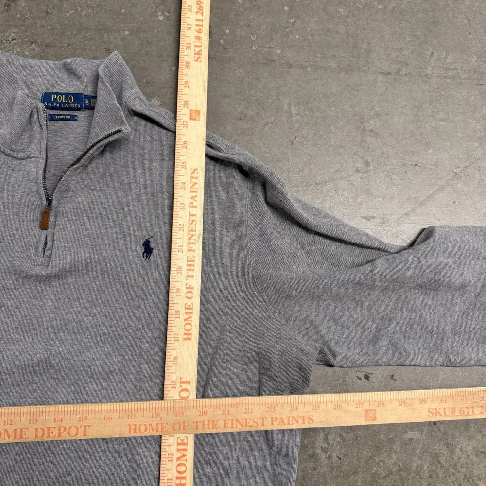 Polo Ralph Lauren Mens XL Estate Rib Quarter Zip Pullover Sweater Heather Gray